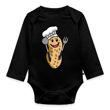 Cook Peanut Gourmet Culinary Art Hobby Chef Nut - Organic Longsleeve Baby Bodysuit - black - Front