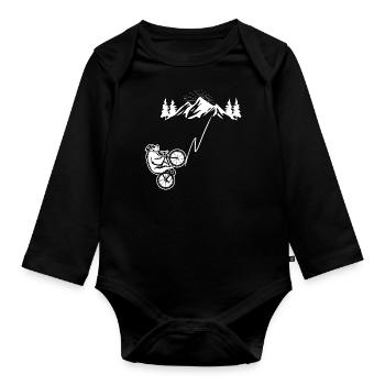 Mountain bike bear mountain bike mountain bike - Organic Longsleeve Baby Bodysuit - black - Front