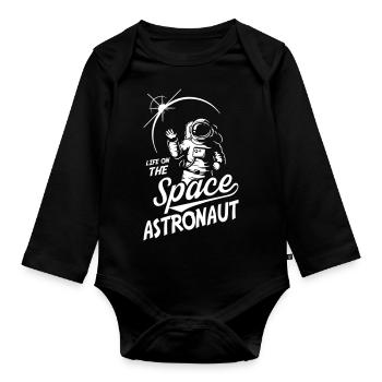 Life On The Space Astronaut - Baby Bio-Langarm-Body - Schwarz - Vorne