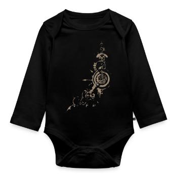 SteamPUNK Zahnrad Design - Baby Bio-Langarm-Body - Schwarz - Vorne
