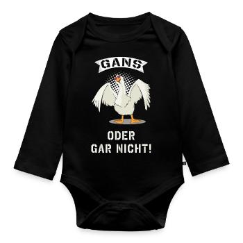 Goose or not at all - Organic Longsleeve Baby Bodysuit - black - Front
