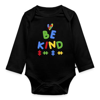 Be Kind Heart Love Puzzle Autisme Fier Autiste - Body Bébé bio manches longues - noir - Devant