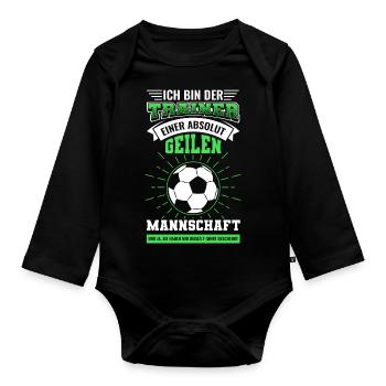 Fußballtrainer Trainer Mannschaft Spruch - Baby Bio-Langarm-Body - Schwarz - Vorne