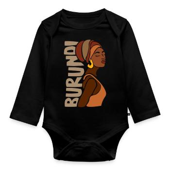 Burundi Afrique Patrimoine ethnique noir - Body Bébé bio manches longues - noir - Devant