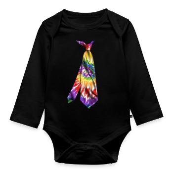 t-shirt colorful necktie tie dye texture gift idea - Organic Longsleeve Baby Bodysuit - black - Front