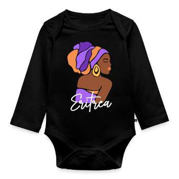 Eritrea Eritreische Flagge Asmara Black Heritage - Baby Bio-Langarm-Body - Schwarz - Vorne