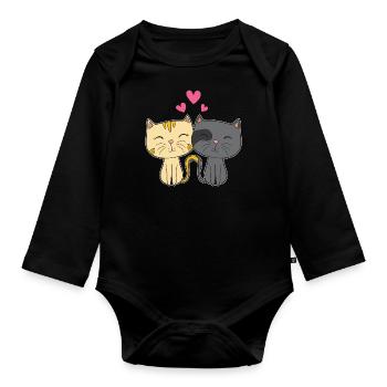 Süße Katze Rotes Herz Geschenk für ihn ihre Katze Liebhaber - Baby Bio-Langarm-Body - Schwarz - Vorne
