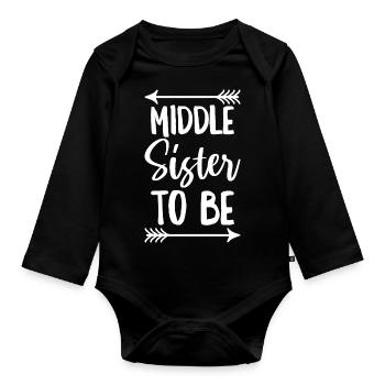 Mittlere Schwester soll Design für die mittlere - Baby Bio-Langarm-Body - Schwarz - Vorne