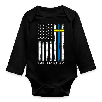 La foi sur la peur Ukraine Amérique Jésus Religion - Body Bébé bio manches longues - noir - Devant