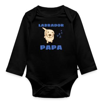 Labrador Papa Chiens Cadeau fête des pères Labrador - Body Bébé bio manches longues - noir - Devant