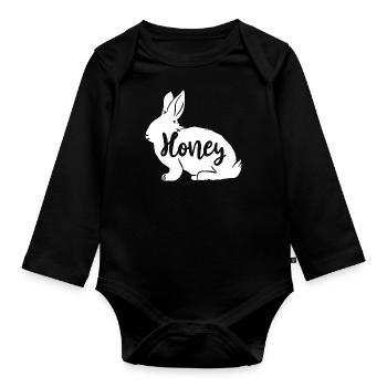 Honey Animal Lover Mignon Jour de Pâques - Body Bébé bio manches longues - noir - Devant