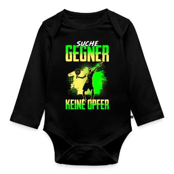Suche Gegner Keine Opfer Tennisspieler - Baby Bio-Langarm-Body - Schwarz - Vorne