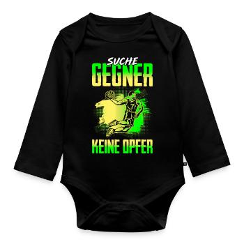 Suche Gegner Keine Opfer Basketball - Baby Bio-Langarm-Body - Schwarz - Vorne