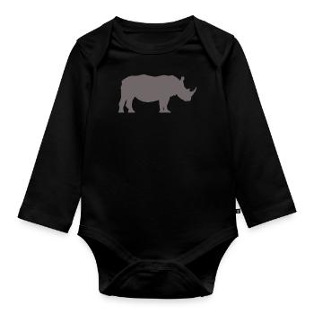 Rhino Profile Grey - Organic Longsleeve Baby Bodysuit - black - Front