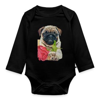 LOVE - Organic Longsleeve Baby Bodysuit - black - Front