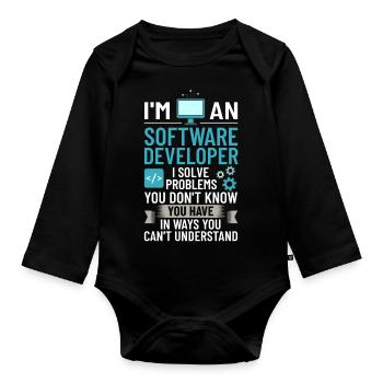 Software Development Software Developer Developer - Organic Longsleeve Baby Bodysuit - black - Front