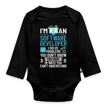 Software Development Software Developer Developer - Organic Longsleeve Baby Bodysuit - black - Front