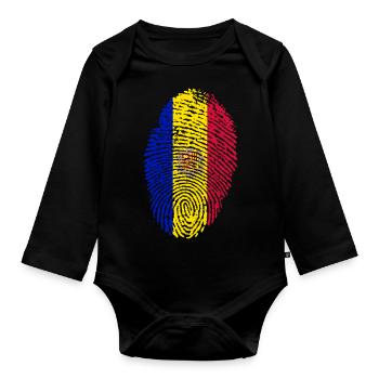 Drapeau d’Andorre - Body Bébé bio manches longues - noir - Devant