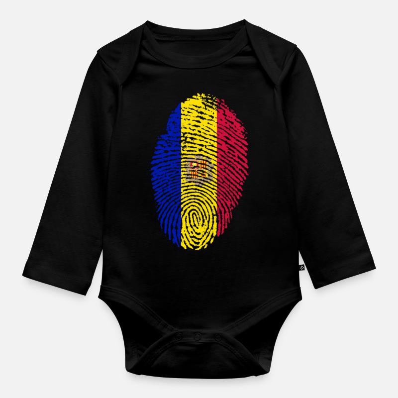 Drapeau d’Andorre - Body Bébé bio manches longues - noir