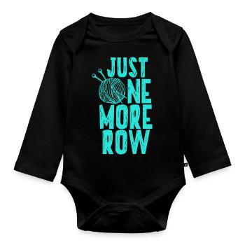 Just One More Row - Couturière d’humour au crochet - Body Bébé bio manches longues - noir - Devant