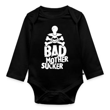 Böser Mutter Sauger Baby Humor Schnuller Metal - Baby Bio-Langarm-Body - Schwarz - Vorne