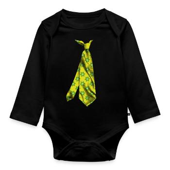 motif de fleur de cravate imprimée colorée - Body Bébé bio manches longues - noir - Devant