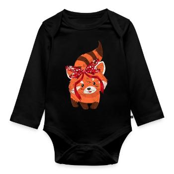 Petit panda - Body Bébé bio manches longues - noir - Devant