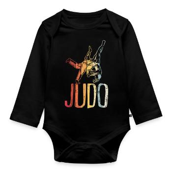 Vintage Judo Retro Judoka - Baby Bio-Langarm-Body - Schwarz - Vorne