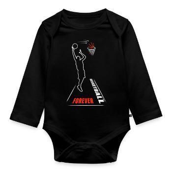 🏀 Basketball forever - Baby Bio-Langarm-Body - Schwarz - Vorne