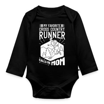 Cross Country Running Crosslauf Geländelauf Laufen - Organic Longsleeve Baby Bodysuit - black - Front