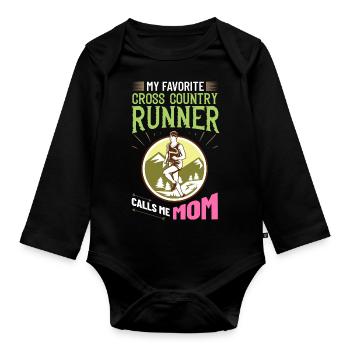 Cross Country Running Crosslauf Geländelauf Laufen - Organic Longsleeve Baby Bodysuit - black - Front