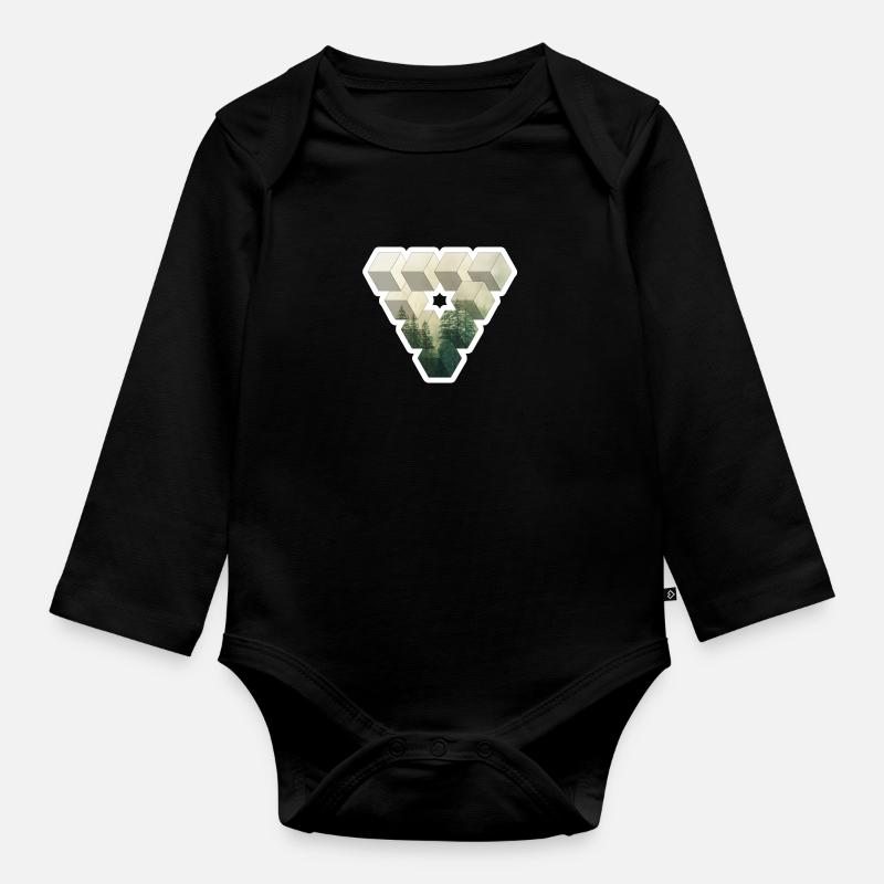 | de la nature de la forêt du Triangle Cadeau - Body Bébé bio manches longues - noir
