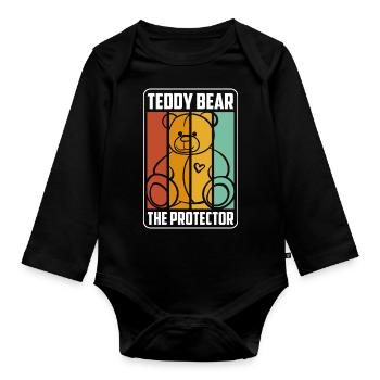 Teddy Baby Family Cuddly Bear - Organic Longsleeve Baby Bodysuit - black - Front