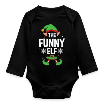Elfe de cadeau de Noël de famille assorti de groupe - Body Bébé bio manches longues - noir - Devant
