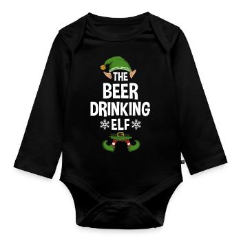 Group Matching Family Christmas Gift Elf - Baby Bio-Langarm-Body - Schwarz - Vorne
