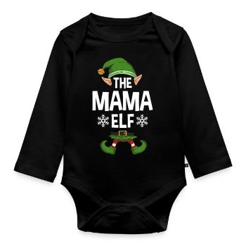 Group Matching Family Christmas Gift Elf - Baby Bio-Langarm-Body - Schwarz - Vorne