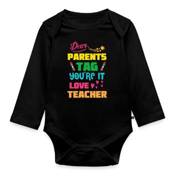 Liebe Eltern Tag Du bist es, Liebeslehrer - Baby Bio-Langarm-Body - Schwarz - Vorne
