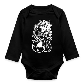 Culture of the Incas, bird, snake - Organic Longsleeve Baby Bodysuit - black - Front