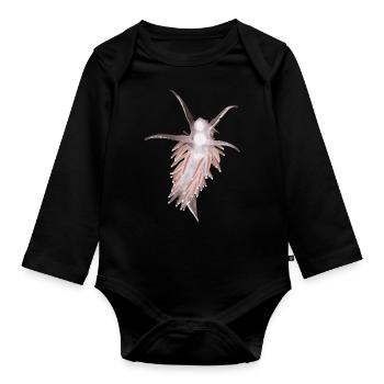 Sea snail Flabellina trophina - Organic Longsleeve Baby Bodysuit - black - Front