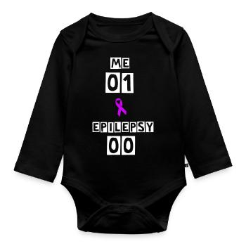 Me: 1, Epilepsy: Nil! - Organic Longsleeve Baby Bodysuit - black - Front