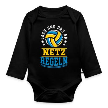 Volleyball Lass uns das am netz Regeln Geschenk - Baby Bio-Langarm-Body - Schwarz - Vorne