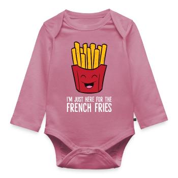 Fries - I'm just here for the French Fries - Body Bébé bio manches longues - mauve - Devant