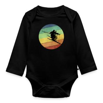 Skiers Circle colorful | Gift - Organic Longsleeve Baby Bodysuit - black - Front