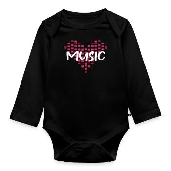 Love Music - Heart Equalizer - Organic Longsleeve Baby Bodysuit - black - Front