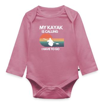 Kayak Canoe Water Sports Paddling Kayak Design - Organic Longsleeve Baby Bodysuit - mauve - Front