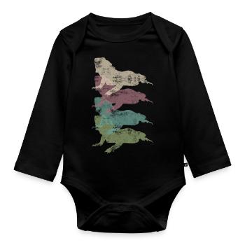 Retro Eidechse Echse - Baby Bio-Langarm-Body - Schwarz - Vorne