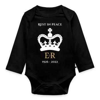 Queen Elizabeth II RIP - Organic Longsleeve Baby Bodysuit - black - Front