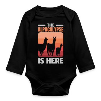 Die Alpakalypse ist da Llama Alpakaflüsterer - Baby Bio-Langarm-Body - Schwarz - Vorne