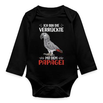 Papageien - Baby Bio-Langarm-Body - Schwarz - Vorne