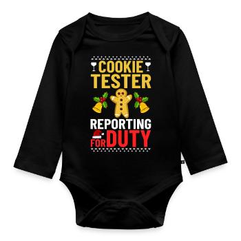 Christmas Cookies Biscuit Baking Christmas biscuits - Organic Longsleeve Baby Bodysuit - black - Front